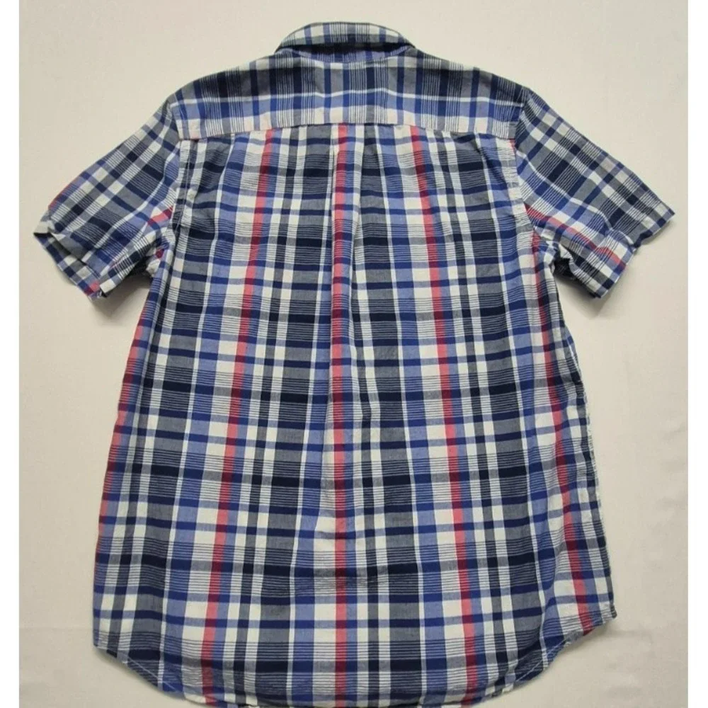 Ralph Lauren boy's‎ blues/red plaid short sleeve button up shirt sz XL (18-20)